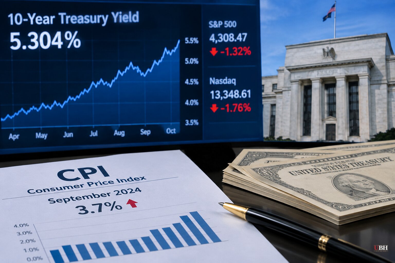 10-Year Yield Hits 5.304% After 3.7% CPI as Fed Rate-Hike Odds for October Jump