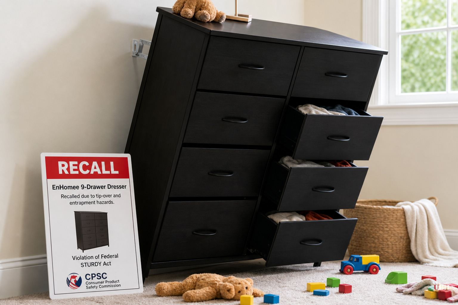 16,809 Walmart.com Dressers Recalled for Violating Federal Tip-Over Safety Law