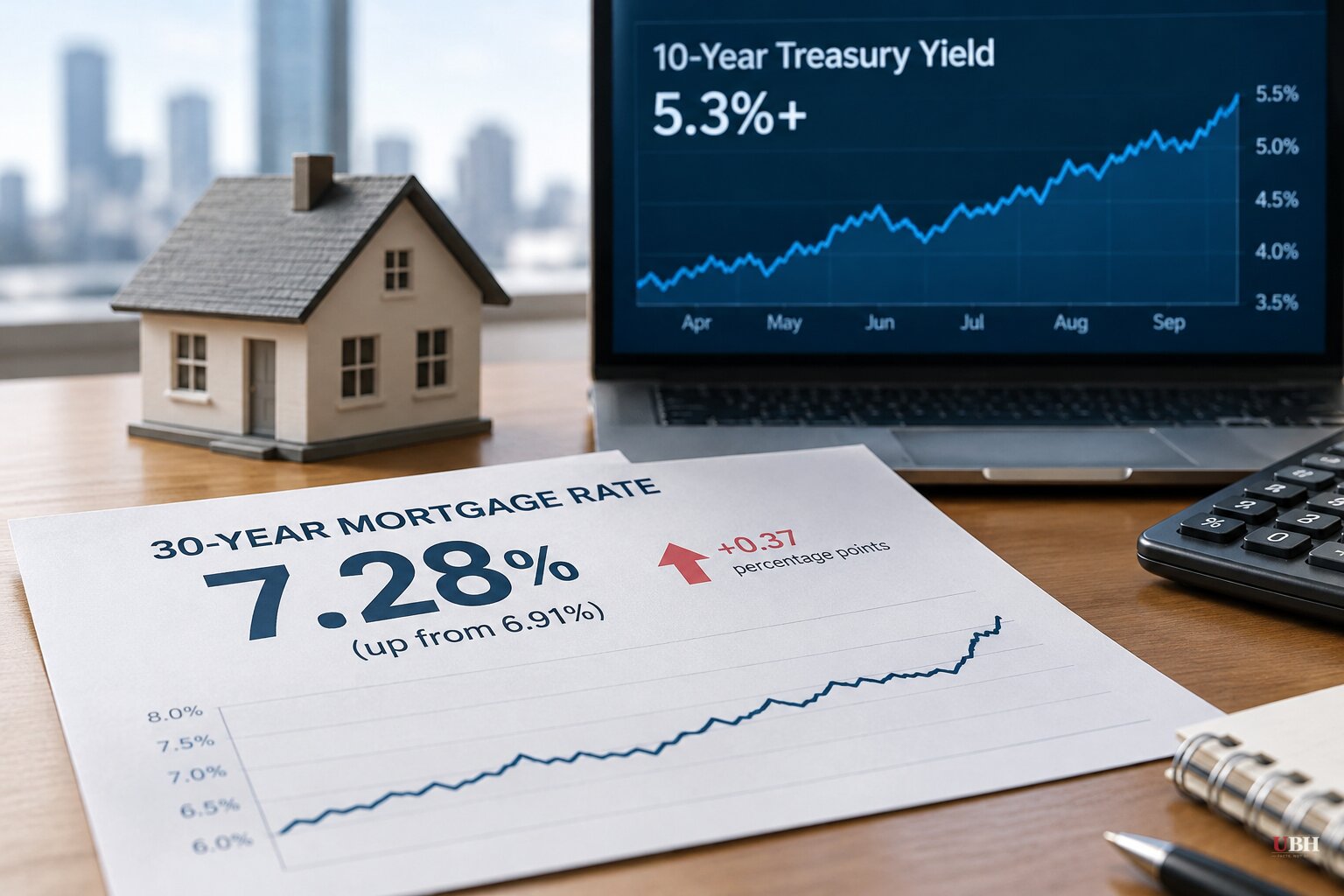 30-Year Mortgage Rate Hits 7.28%, Highest Since November 2023, as 10-Year Treasury Yield Tops 5.3%