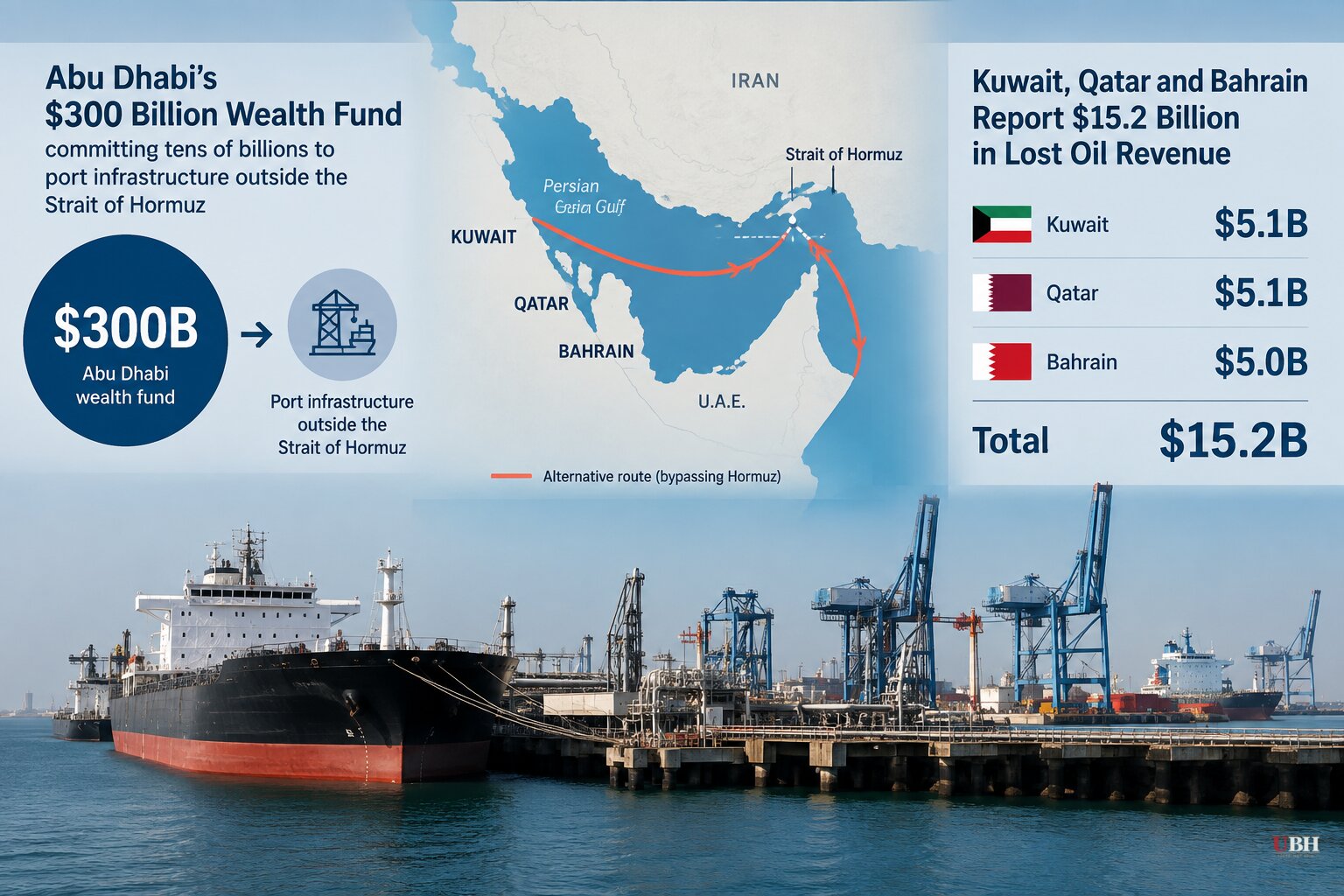 Abu Dhabi Commits Tens of Billions to Bypass Hormuz as Kuwait, Qatar and Bahrain Report $15.2 Billion in Lost Oil Revenue