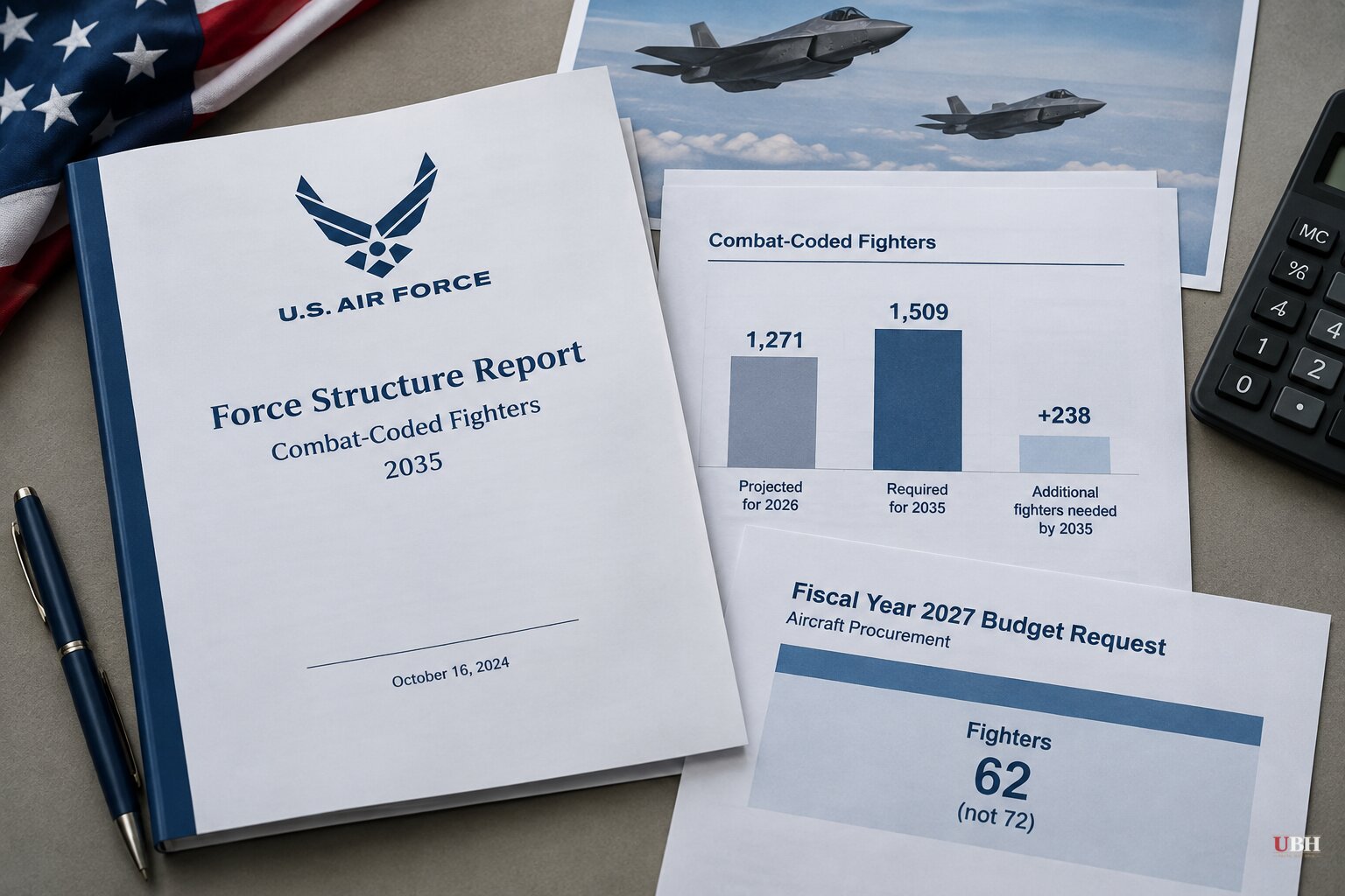 Air Force tells Congress it needs 1,509 fighters by 2035, but its 2027 budget buys 62 jets, not the 72 it says it needs
