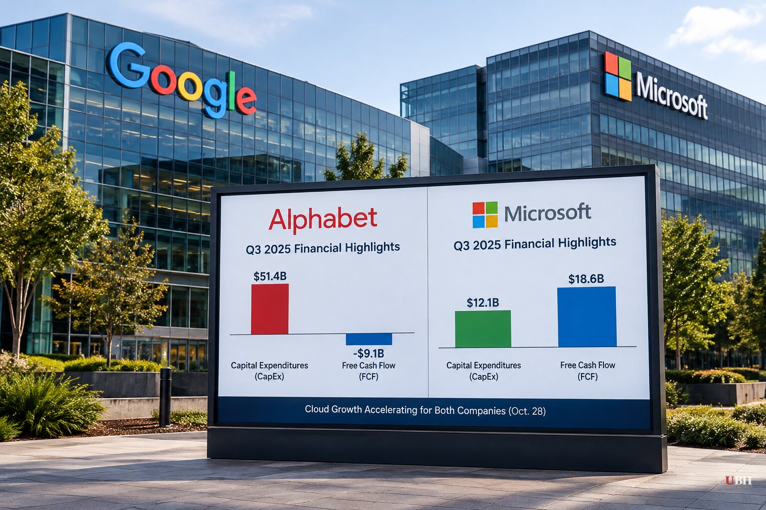 Alphabet Shares Fall and Microsoft's Rise After Hours as Free Cash Flow Splits: Negative $9.1 Billion vs. Positive $18.6 Billion