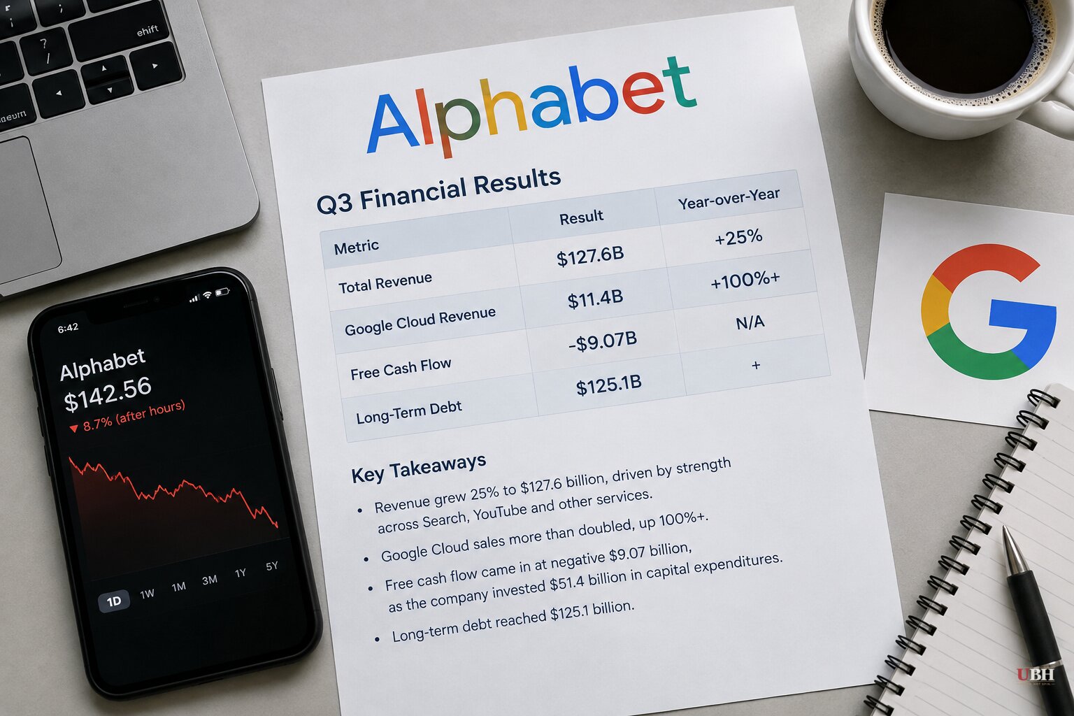 Alphabet Stock Falls 8% to 9% After Hours as Free Cash Flow Turns Negative on $51.4 Billion in Capex