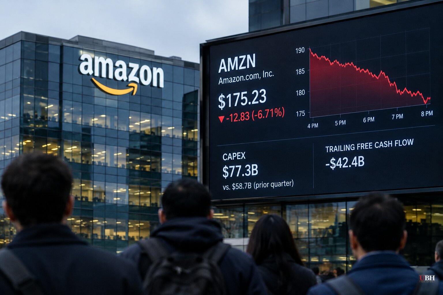 Amazon Shares Fall More Than 6% After Hours as Quarterly Capex Hits $77.3 Billion and Trailing Free Cash Flow Turns $42.4 Billion Negative