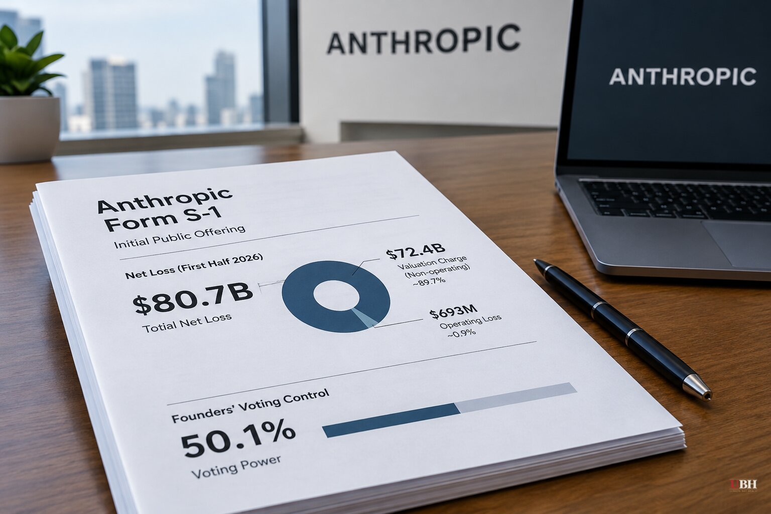 Anthropic S-1: $72.4 Billion of $80.7 Billion Loss Is a Valuation Charge, and Founders Get 50.1% Voting Control