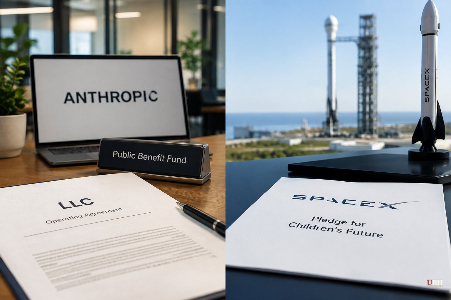 Anthropic's 5% Public Benefit Fund Is a Company-Owned LLC. Musk's SpaceX Share Pledge for Kids Has No Mechanism Yet