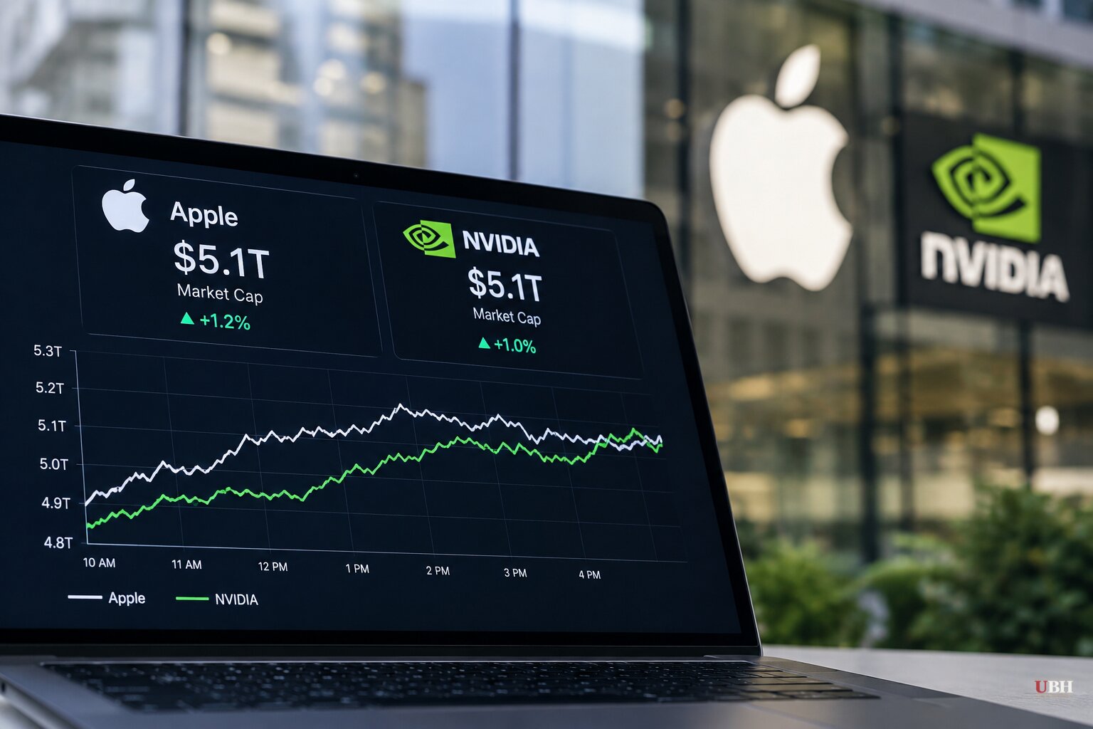 Apple Briefly Passes Nvidia in Market Value Friday, Then Nvidia Retakes Lead at About $5.1 Trillion Each