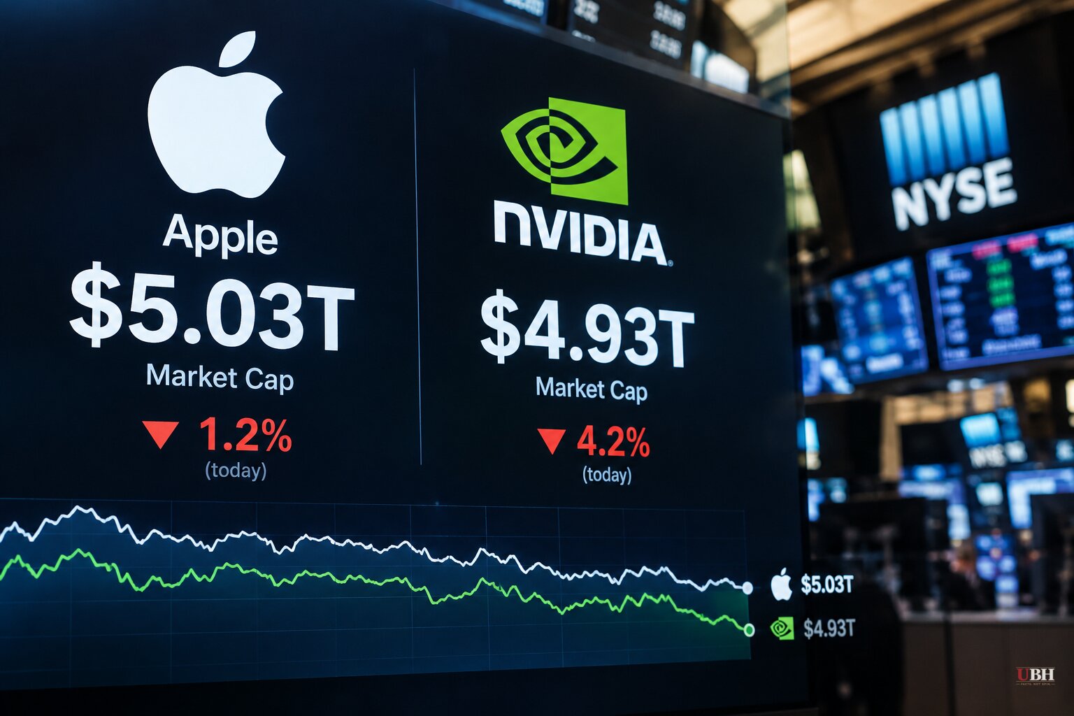 Apple Closes as World's Most Valuable Company at $5.03 Trillion After Nvidia Drops 4.2%