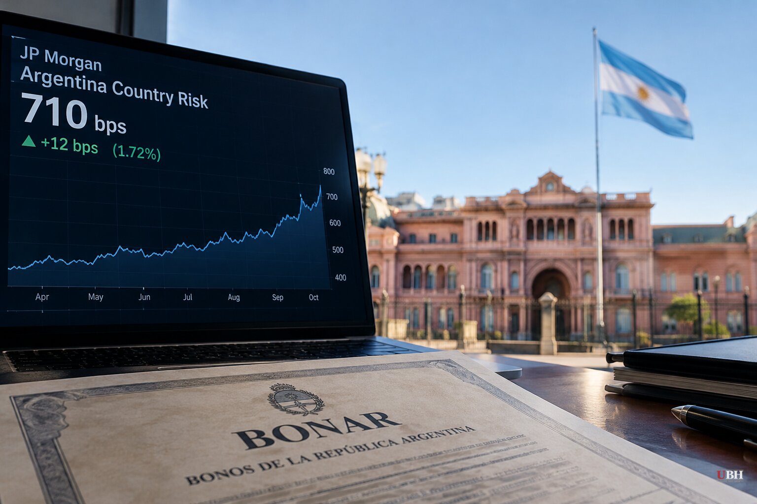 Argentina's Country Risk Hits 710 Basis Points, Highest in a Year, as Treasury Sits Out Dollar Bond Sales