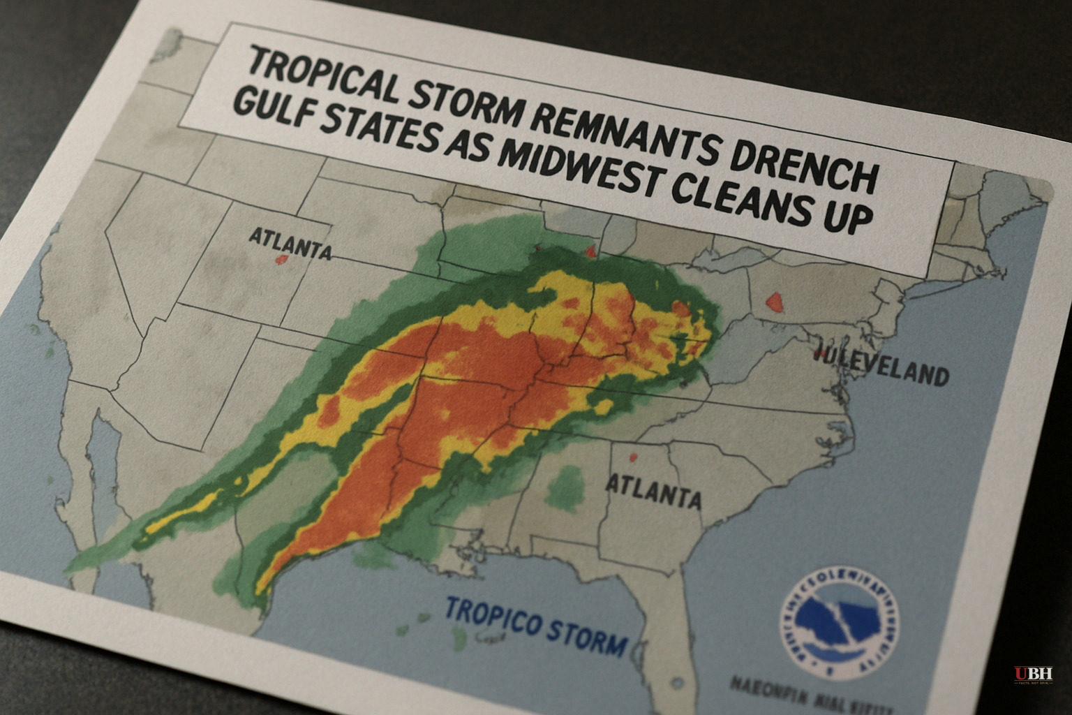 Tropical Storm Remnants Drench Gulf States as Midwest Cleans Up from Tornadoes