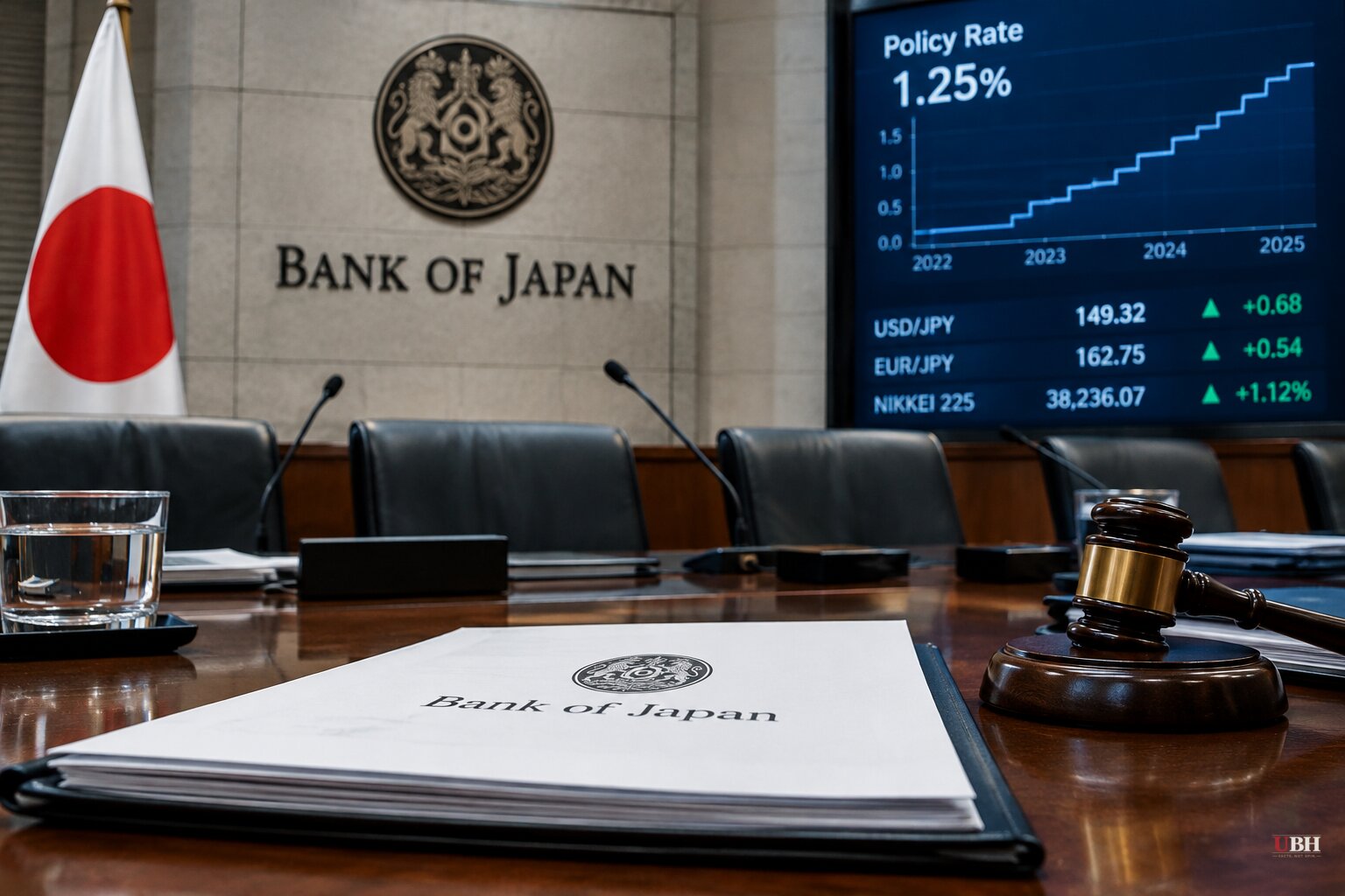 Bank of Japan's 1.25% Rate Hike Passes 7-2, Two Dissents Shift Market Expectations on Future Tightening