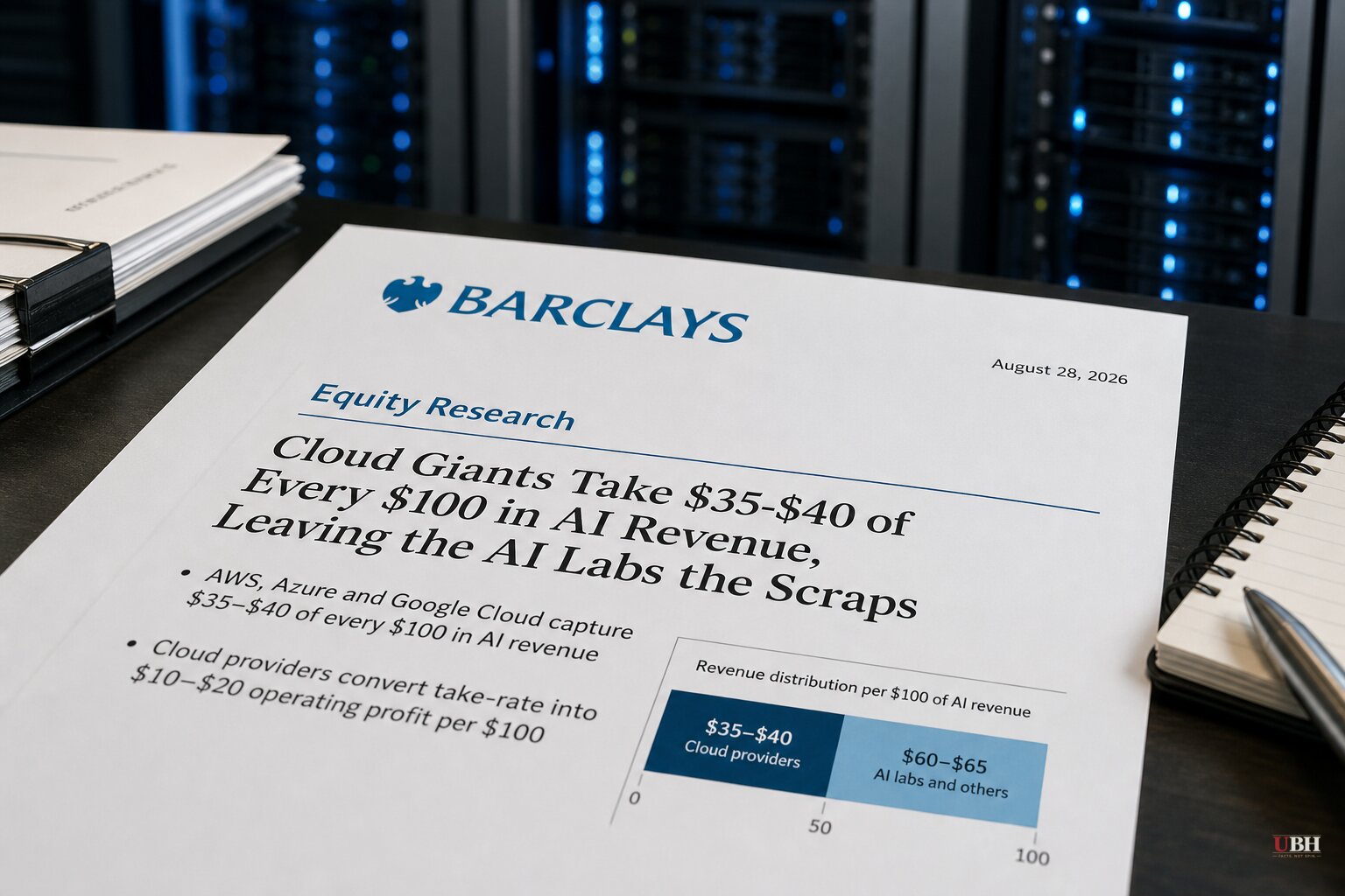Barclays: Cloud Giants Take $35-$40 of Every $100 in AI Revenue, Leaving the AI Labs the Scraps