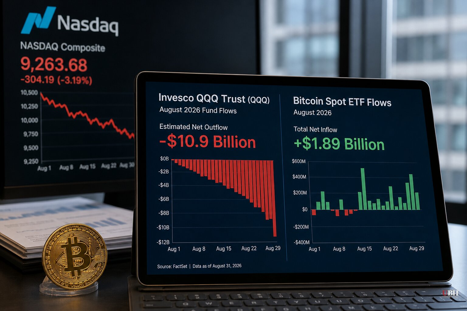 Big Tech's Favorite ETF Bleeds $10.9 Billion in August While Bitcoin Funds Take In Cash