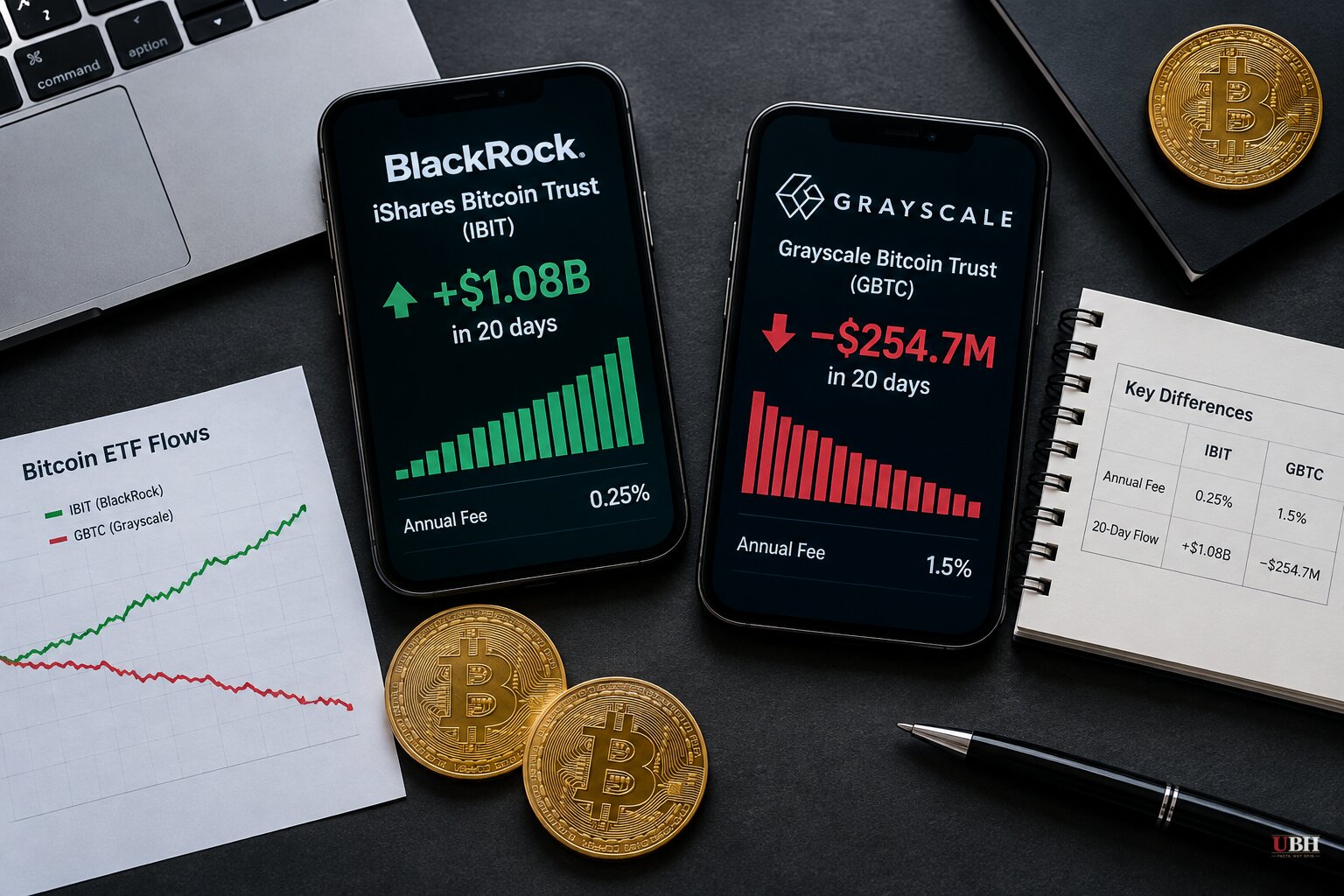 BlackRock's Bitcoin ETF Buys $1.08 Billion in 20 Days While Grayscale's Fund Sheds $255 Million