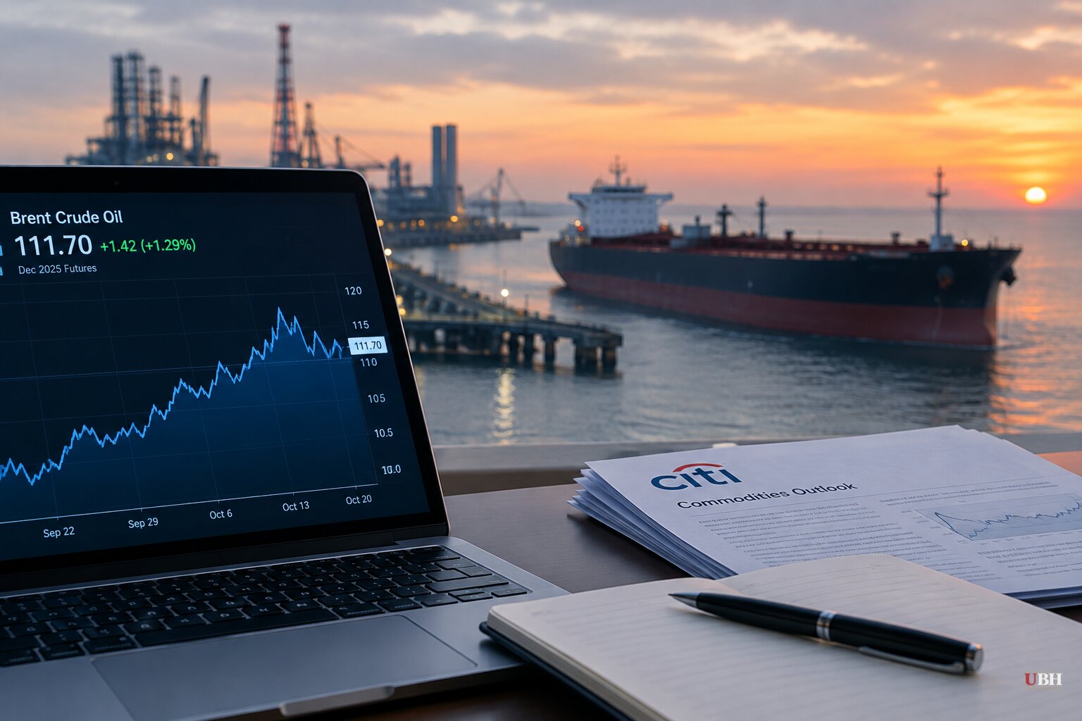 Brent Touches $112.68 as Citi Drops Its $60-65 Year-End Call and Flags Gulf Shipping Costs