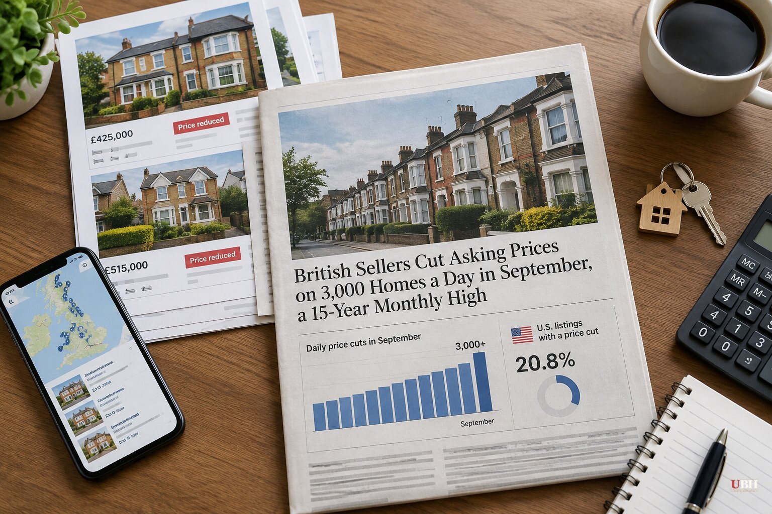 British Sellers Cut Asking Prices on 3,000 Homes a Day in September, a 15-Year Monthly High