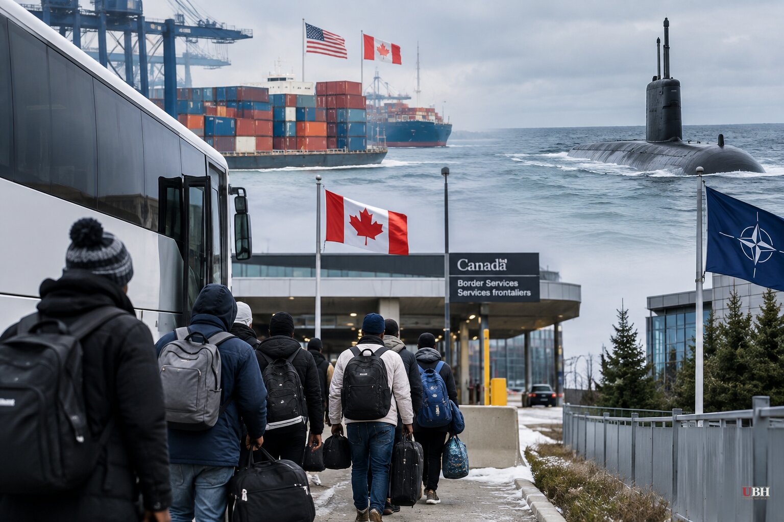 Canada Squeezed on Three Fronts: Migrant Crossings, Trade War, and Russian Submarines Test America's Northern Border
