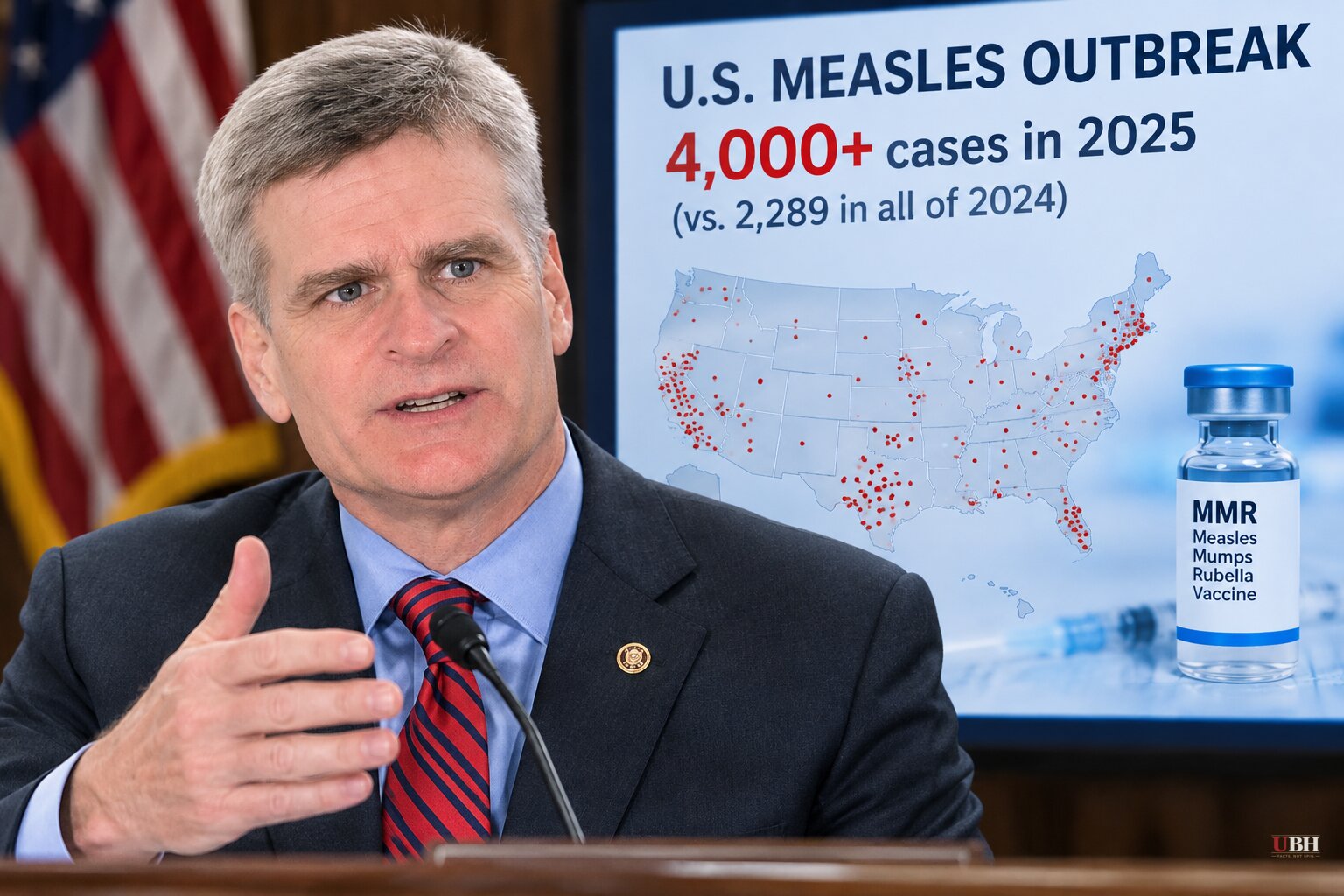 Cassidy Presses Trump Administration on Vaccines as U.S. Measles Cases Top 4,000