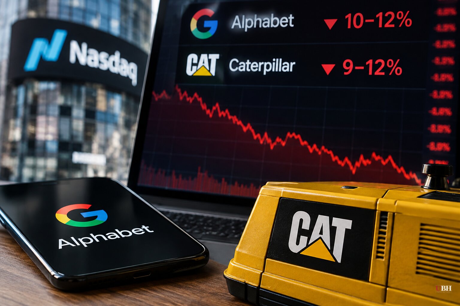 Caterpillar Falls 9% to 12% Premarket Despite Earnings Beat as Alphabet Slide Deepens and Nasdaq 100 Futures Drop 1.3%