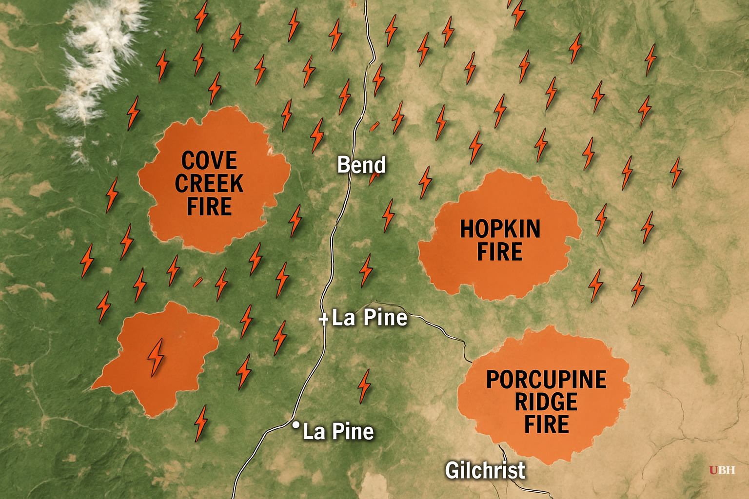 Central Oregon Lightning Siege Grows to 85-Plus Fires, Three Blazes Now Top 10,000 Acres Each