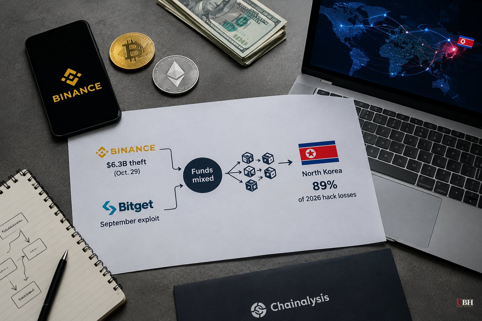 Chainalysis Says Binance Loot Mixed With September Bitget Theft, and North Korea Now Tied to 89% of 2026 Hack Losses