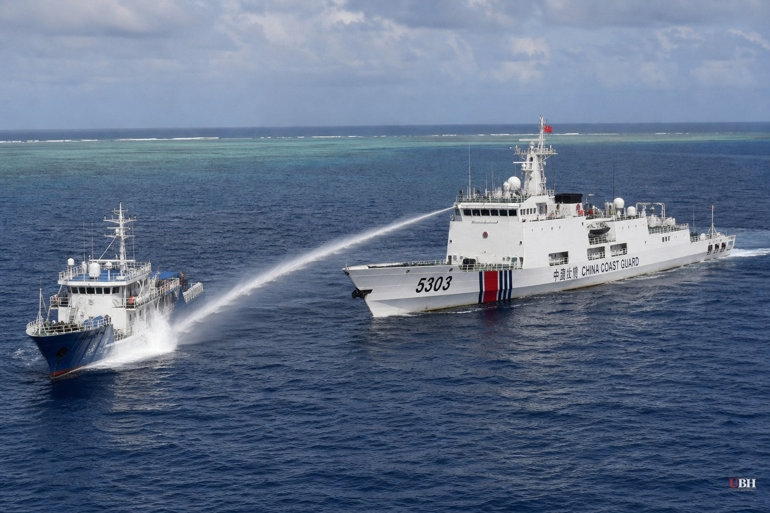 China Coast Guard Fires Water Cannon on Philippine Ships for Second Straight Day at Scarborough Shoal