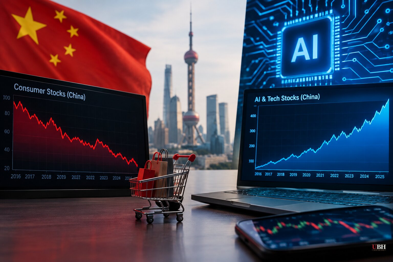 China's Consumer Economy Slumps to 10-Year Lows While AI Stocks Double, and Washington's Own AI Debate Gets Messy