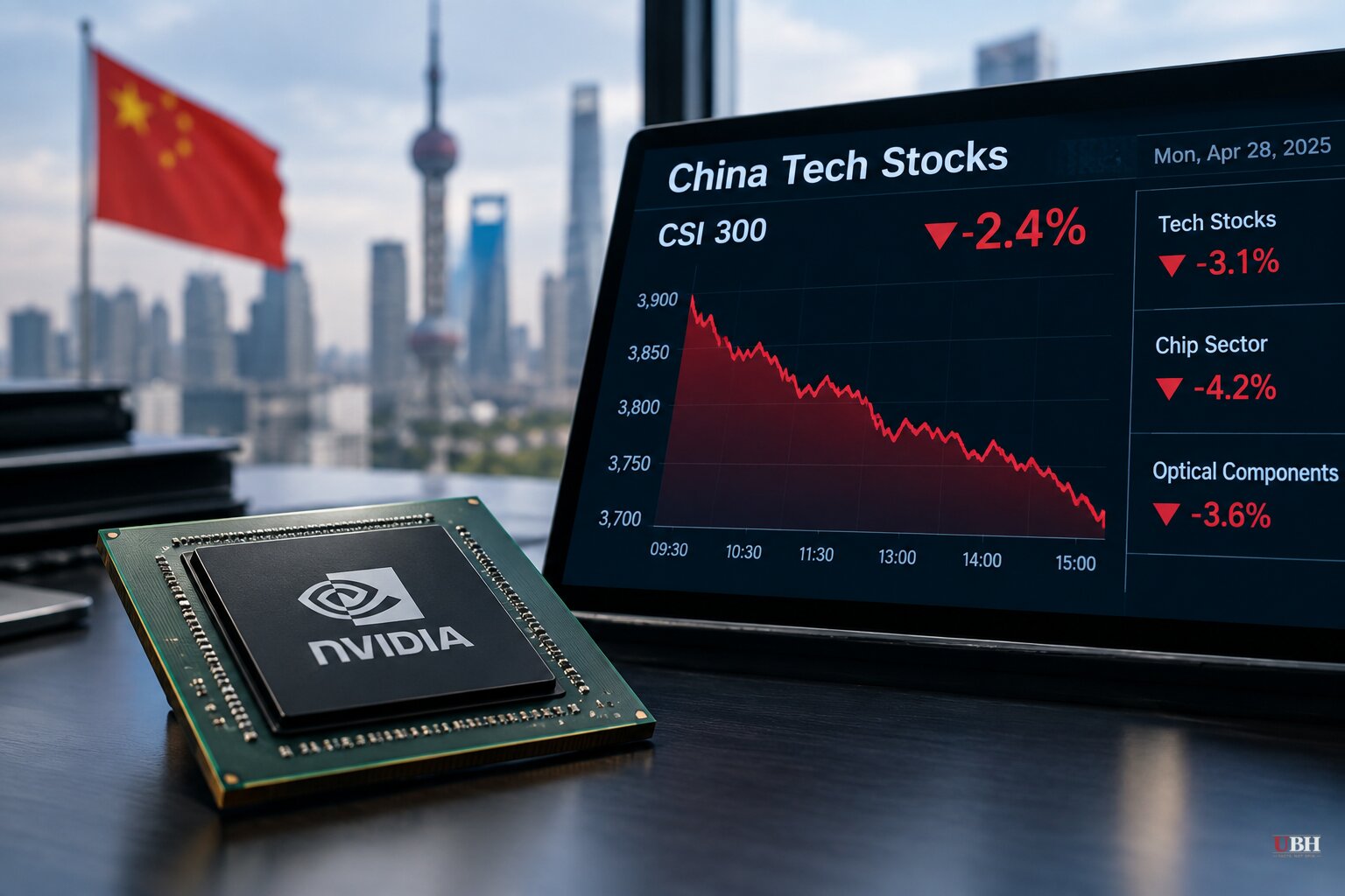 China's CSI 300 Falls 2.4% to One-Year Low as Nvidia Chip Report and US Sanctions Bill Hammer Tech Stocks