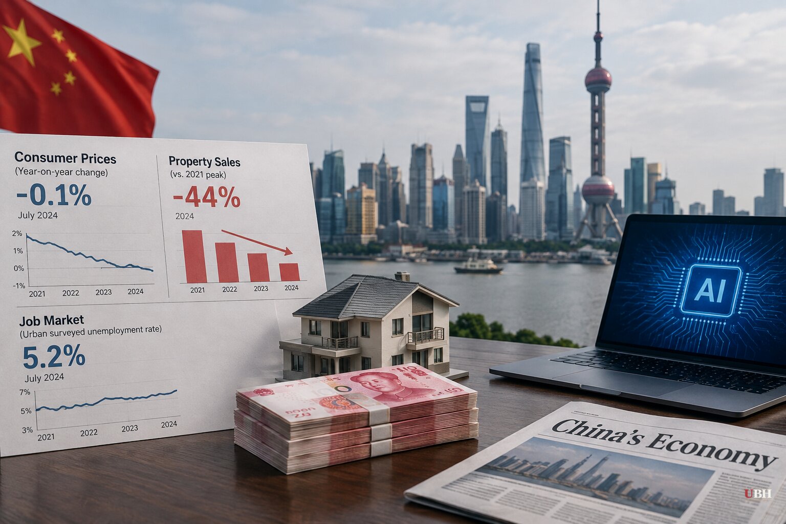China's Economy Shows Weak Consumer Prices, Falling Property Sales and a Tough Job Market Even as Xi Bets Big on AI