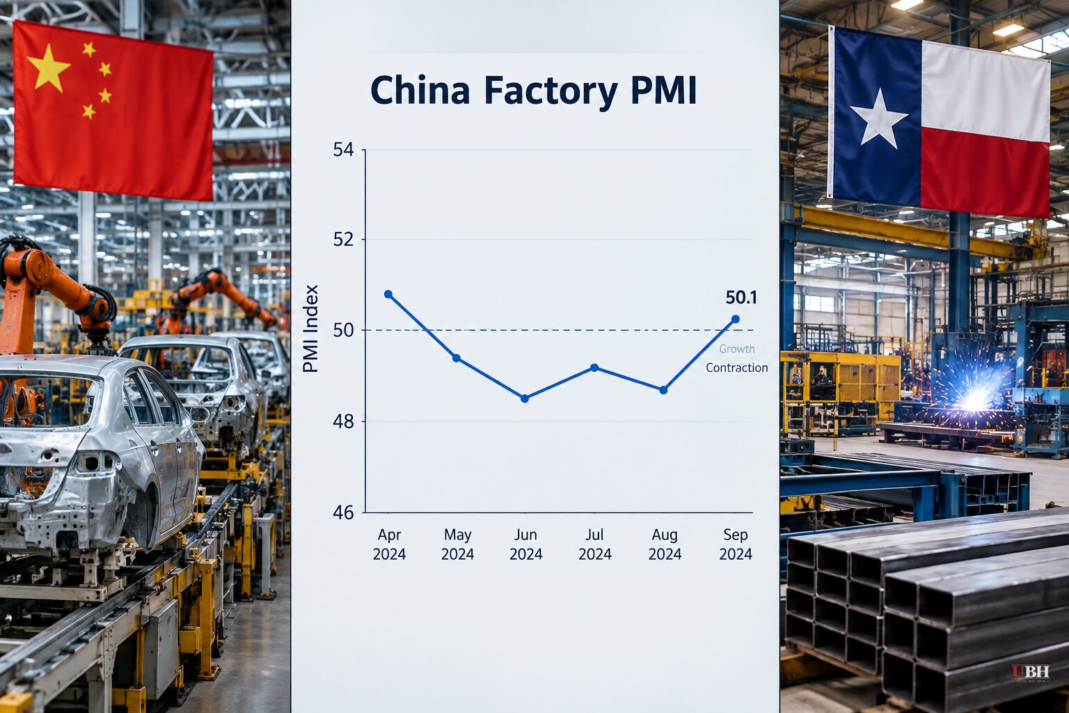 China's Factory PMI Crawls Back to 50.1 as Beijing Rushes Out Stimulus, While Texas Manufacturing Surges on Its Own