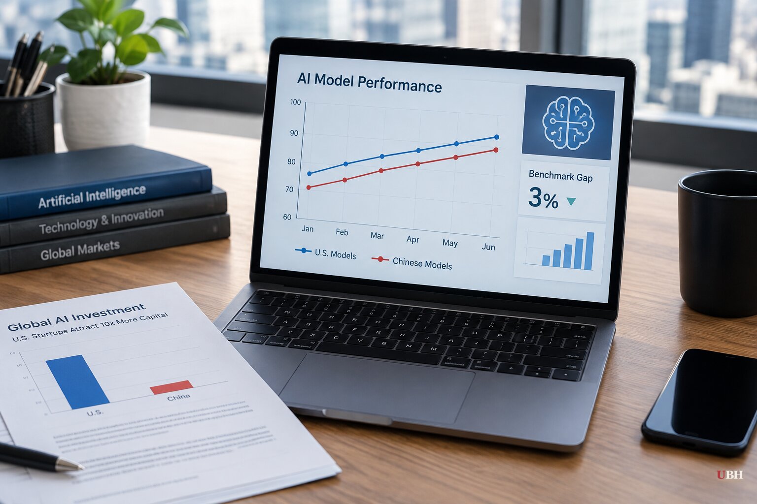 Chinese AI Models Trail U.S. Rivals by 3% on Benchmarks, but U.S. Startups Have Raised Roughly 10 Times More Venture Money