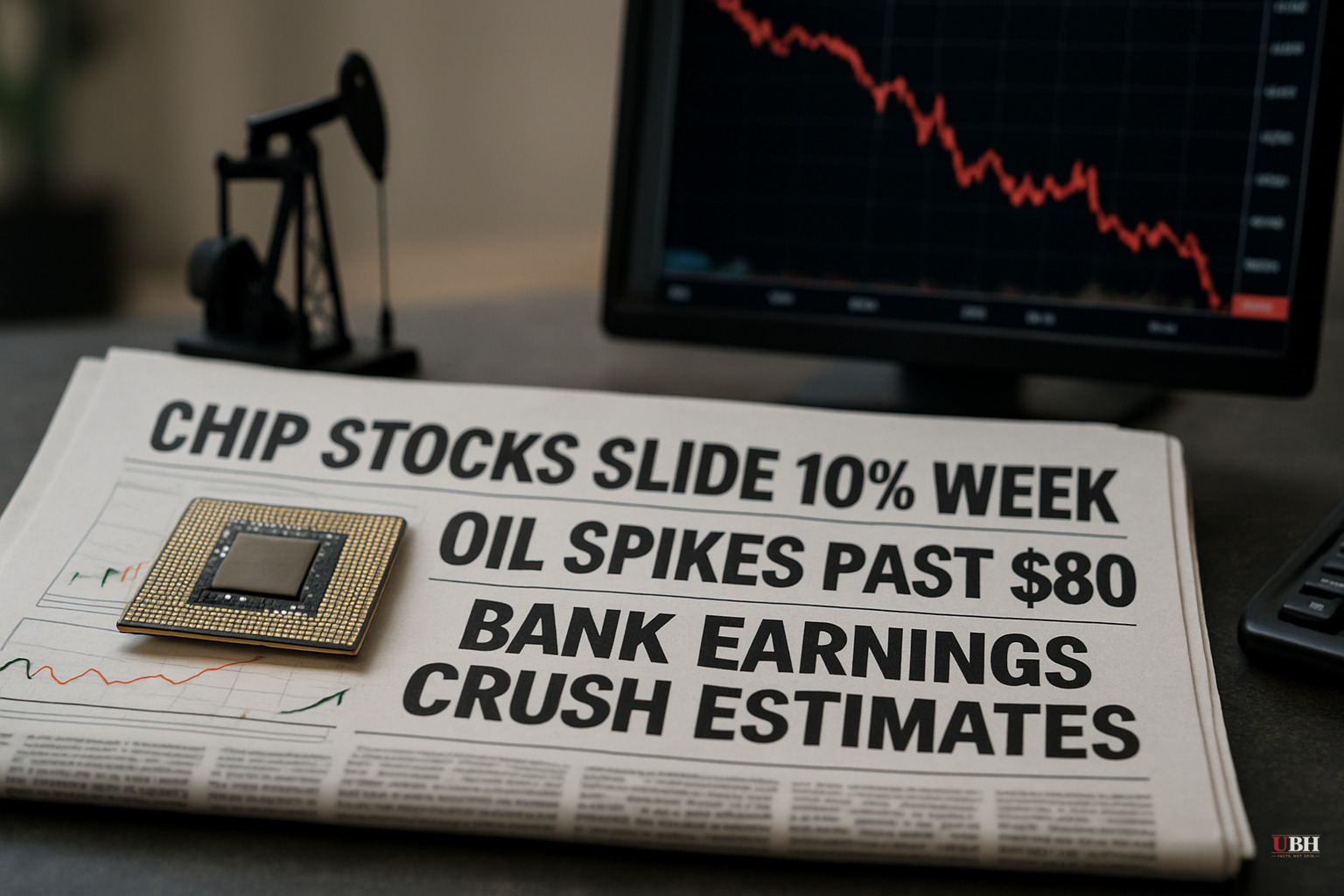 Chip Stocks Slide 10% This Week as Oil Spikes Past $80, But Bank Earnings Crush Estimates