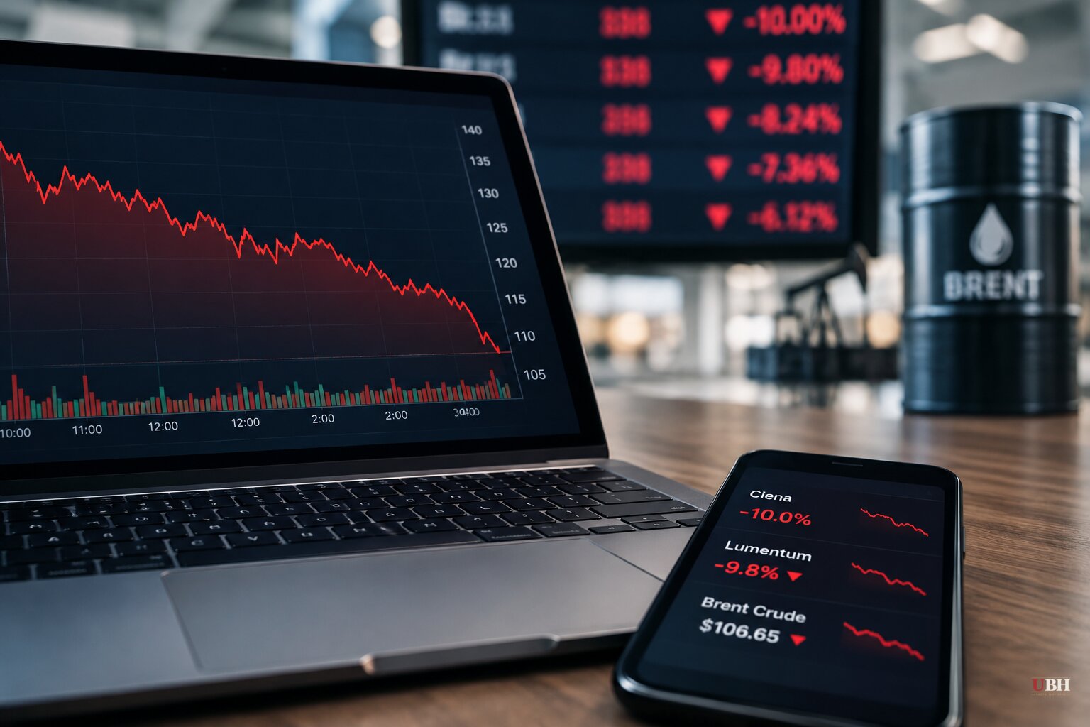Ciena and Lumentum Fall About 10% as AI Stocks Slide and Brent Settles at $106.65