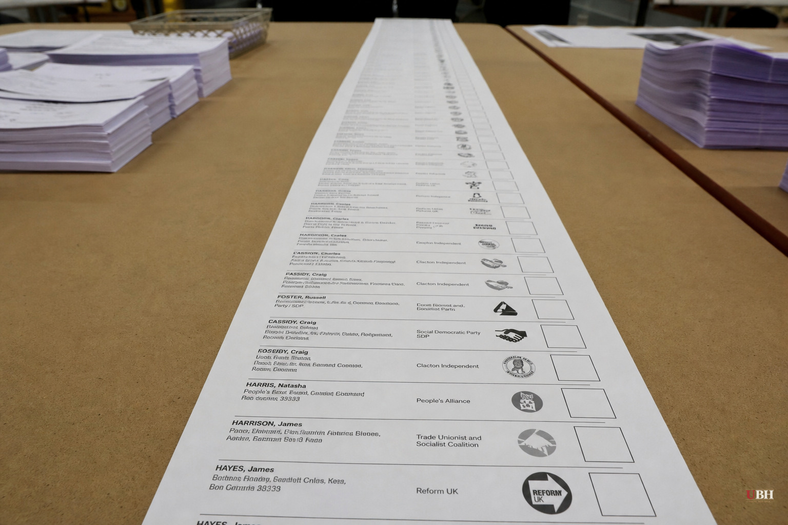 Clacton By-Election Ballot Hits 90 Centimeters, 34 Candidates, Zero Major Parties