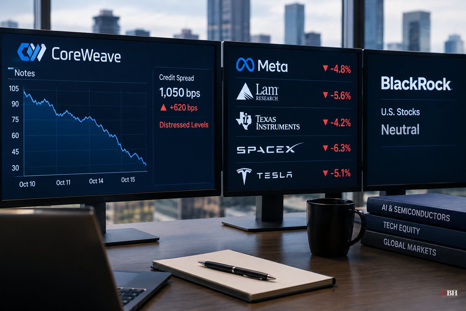 CoreWeave Bonds Fall to Distressed Levels and BlackRock Cuts U.S. Stocks as AI Selloff Heads Into Earnings Week