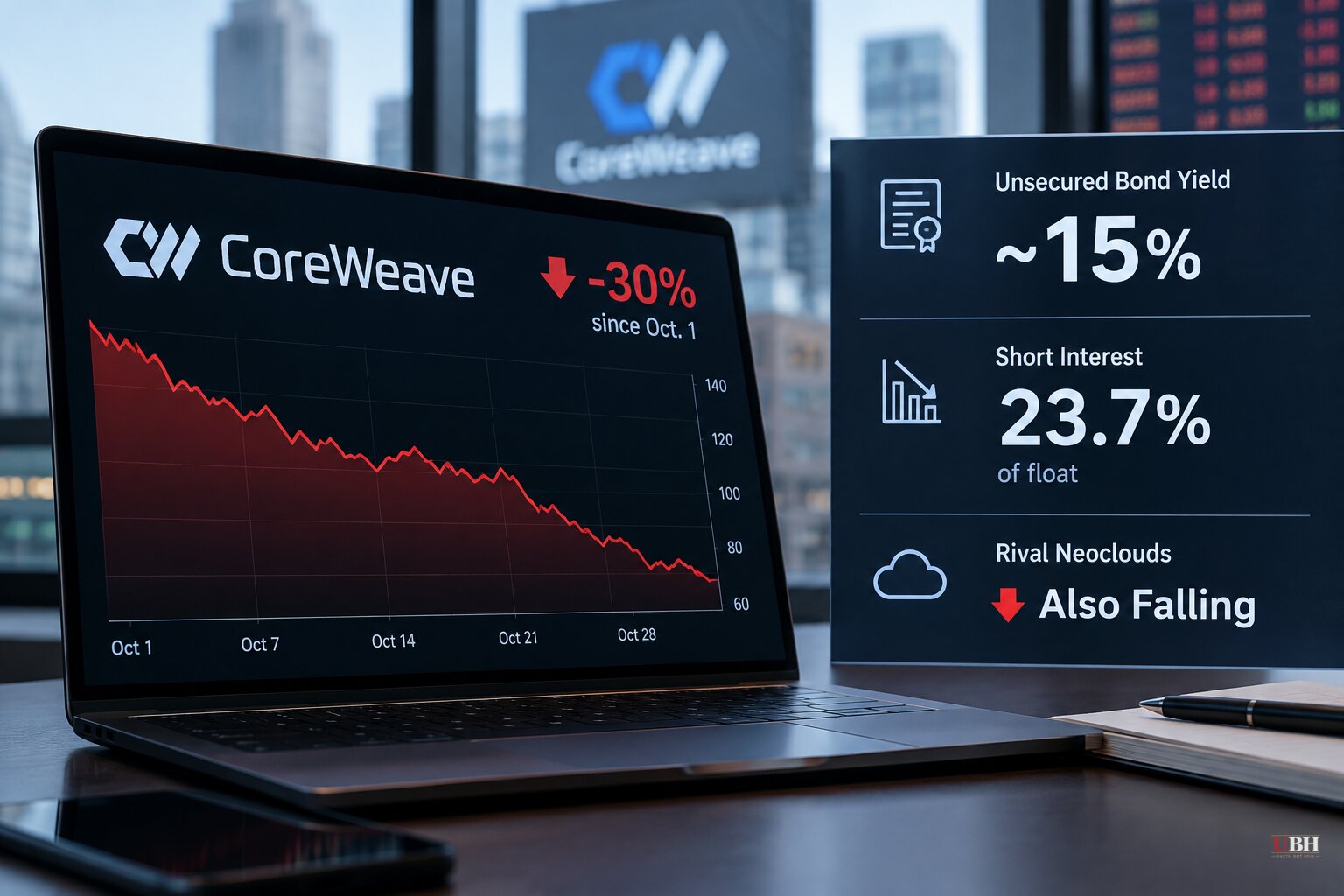 CoreWeave Stock Is Down 30% in October as Bond Yields Pass 15% and Short Interest Hits 23.7% of Float