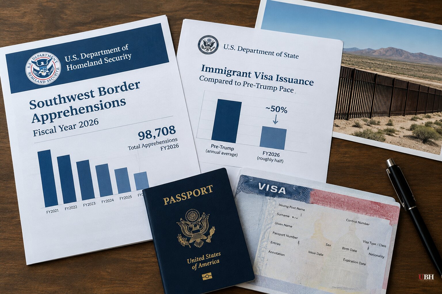 DHS Reports 98,708 Southwest Border Apprehensions for FY2026 as Immigrant Visa Issuance Roughly Halves