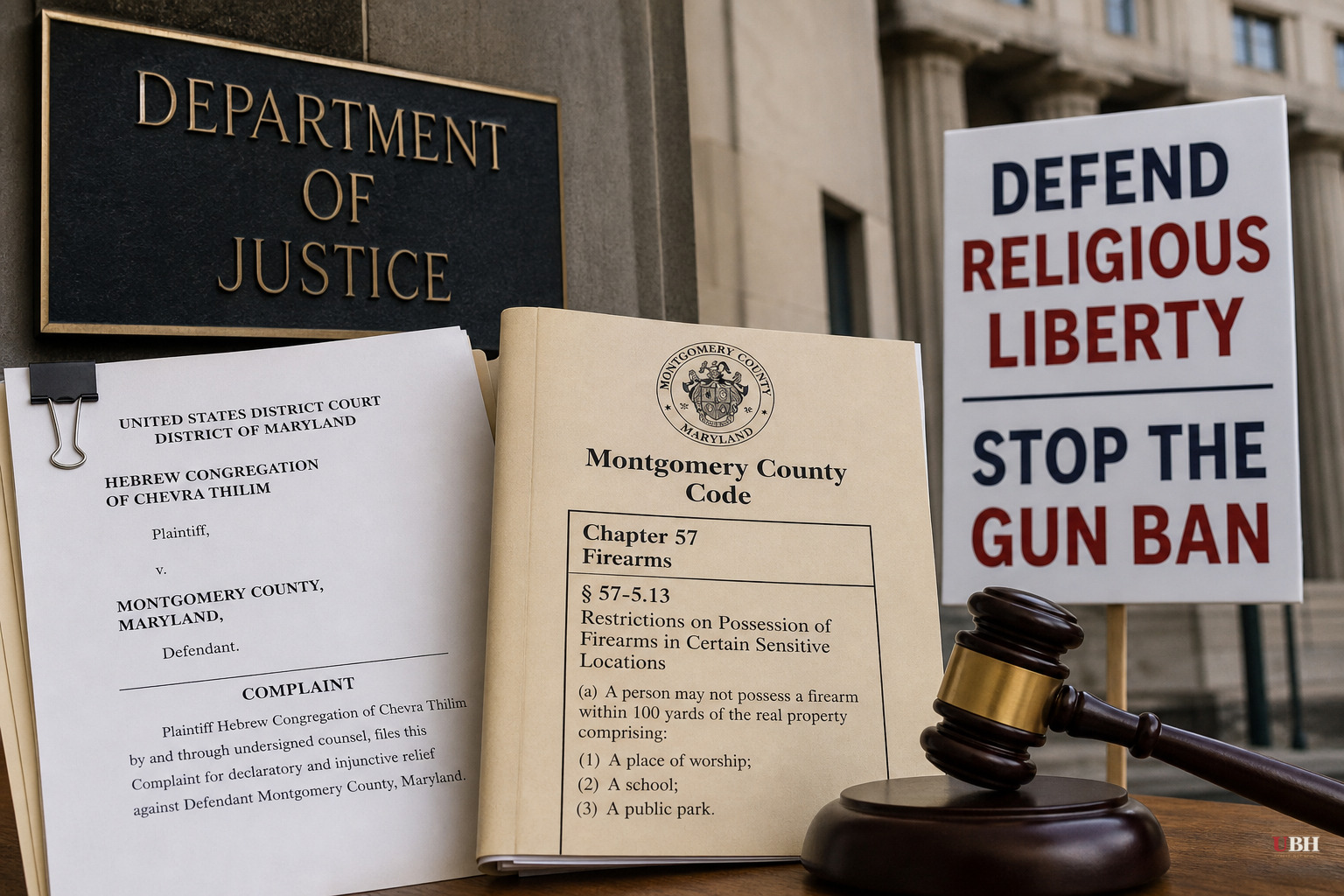DOJ Threatens to Sue Montgomery County Over Gun Ban at Houses of Worship, Synagogue Sues First