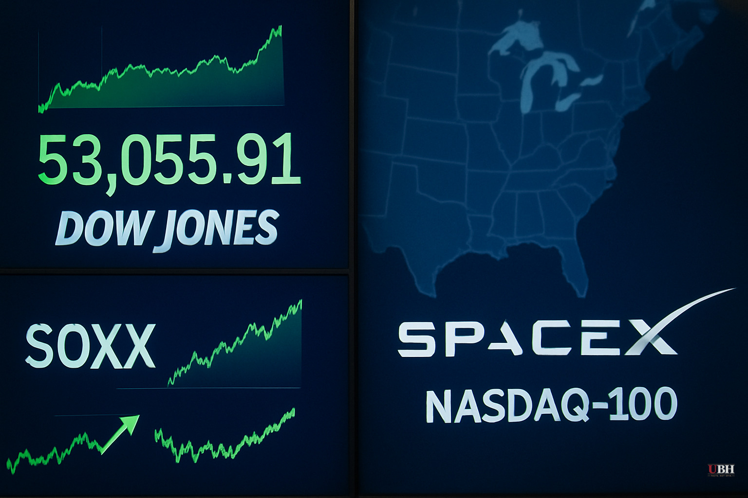 Dow Closes Above 53,000 for the First Time as Chip Stocks Rebound. SpaceX Joins the Nasdaq-100 Tuesday.