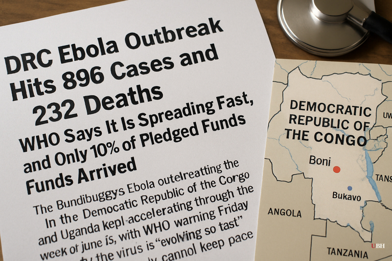 DRC Ebola Outbreak Hits 896 Cases and 232 Deaths. WHO Says It Is Spreading Fast, and Only 10% of Pledged Funds Have Arrived.