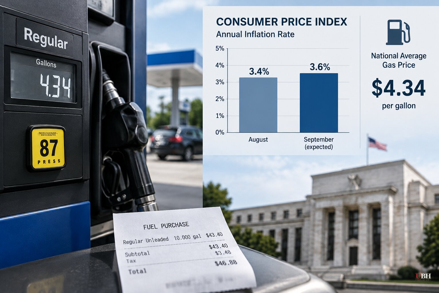 Economists Expect September CPI at 3.6% as Gas Hits $4.34 and Fed Weighs Another Rate Hike