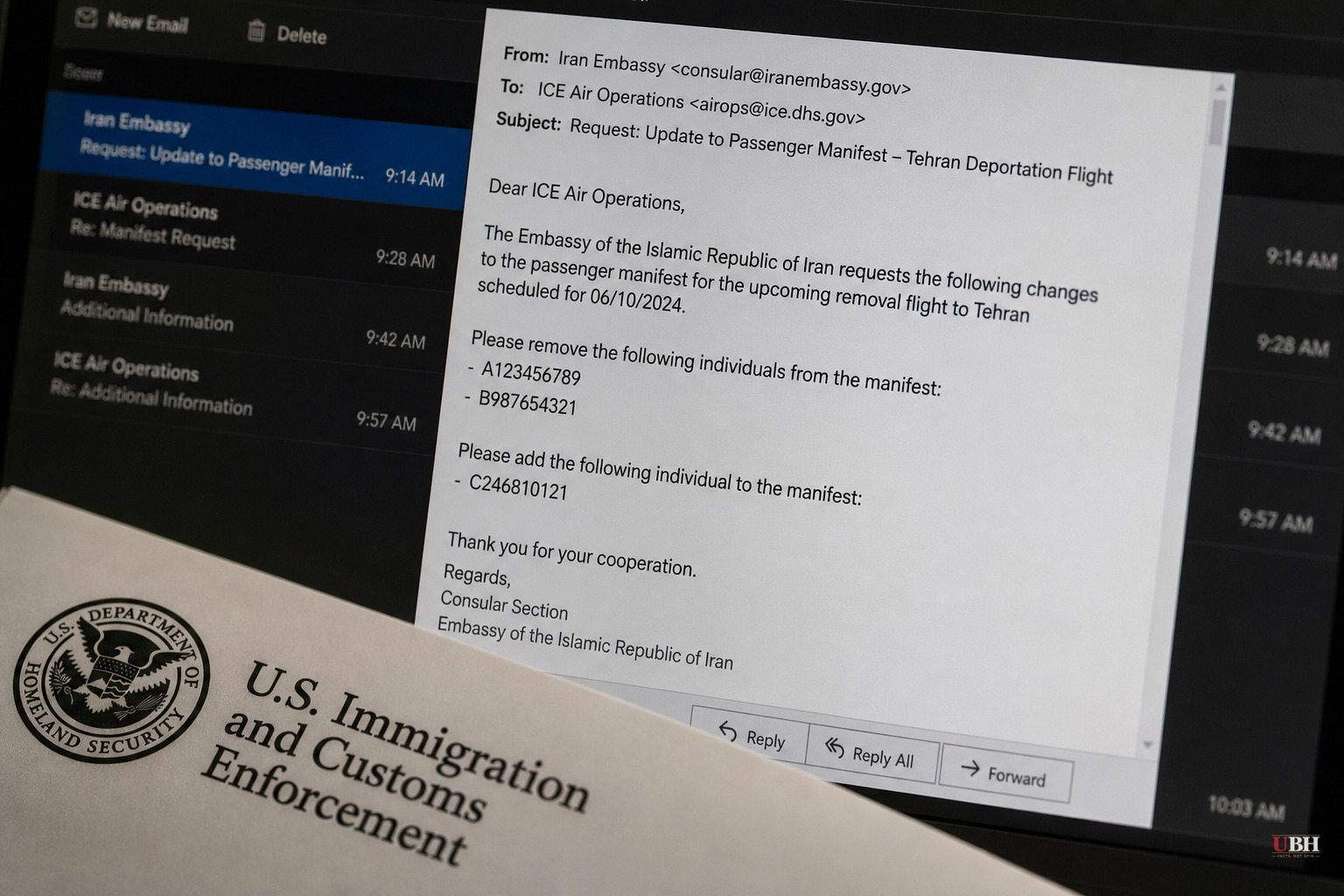Emails Show ICE Let Iran's Embassy Edit Deportation Flight Manifests