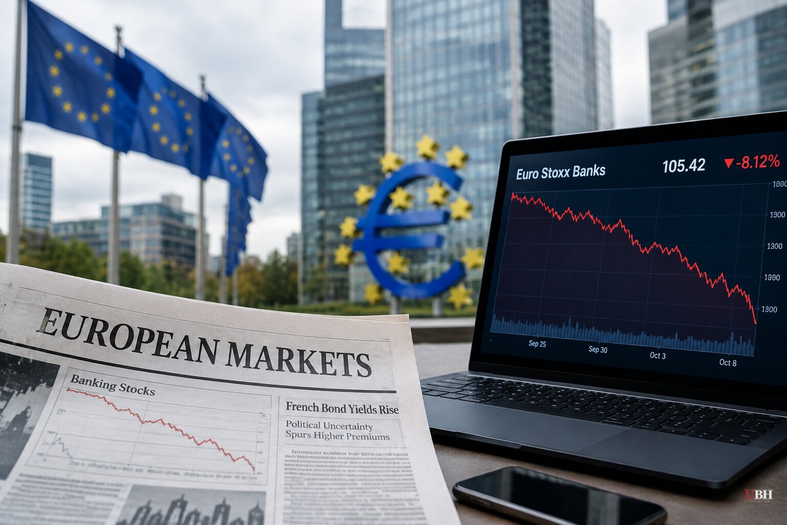European Bank Stocks Enter Correction, Down About 8% in Two Weeks as French Bond Premium Widens