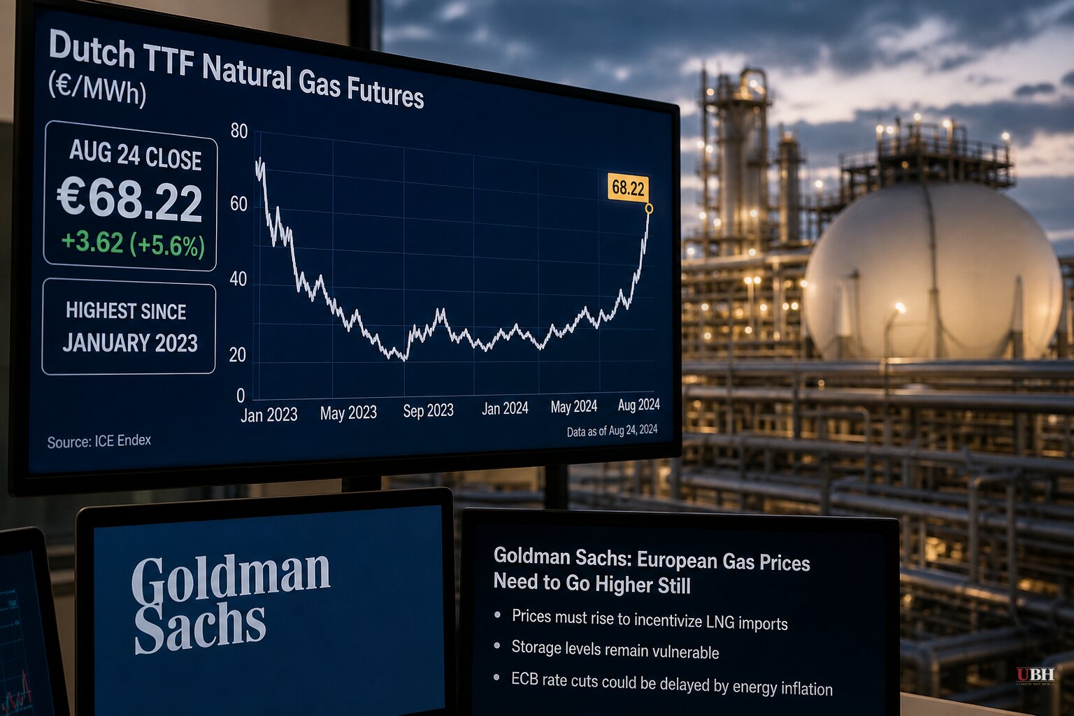 European Gas Hits €68/MWh, Highest Since January 2023, as Goldman Says Prices Need to Go Higher Still