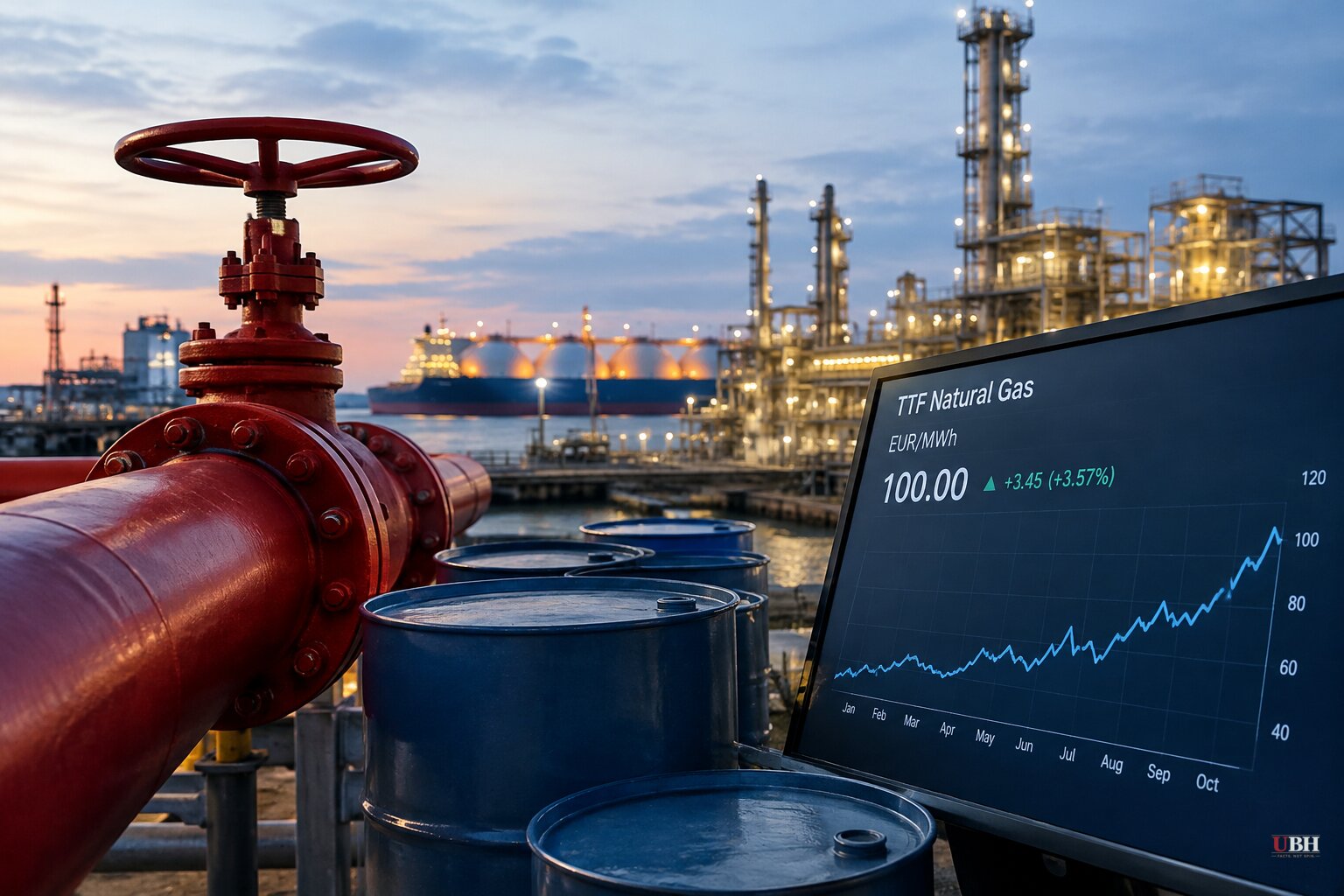 European Gas Tops €100 a Megawatt-Hour for First Time Since 2022 With Storage at 75%