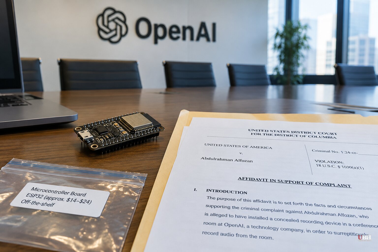 FBI Says a $24 Hobbyist Chip Bugged OpenAI's Executive Conference Room; Engineer Alfozan Has Not Entered a Plea
