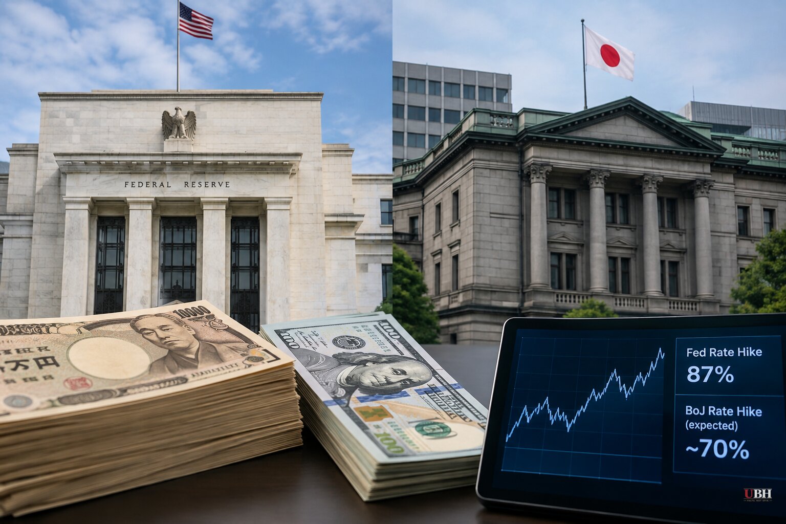 Fed and Bank of Japan Both Head Toward Rate Hikes This Week, Putting a $2.35 Trillion Bet on Cheap Yen at Risk