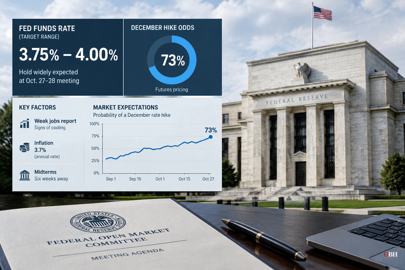 Fed Opens Two-Day Meeting With Hold Priced Above 90%, December Hike Odds at 73% and Dissents Possible