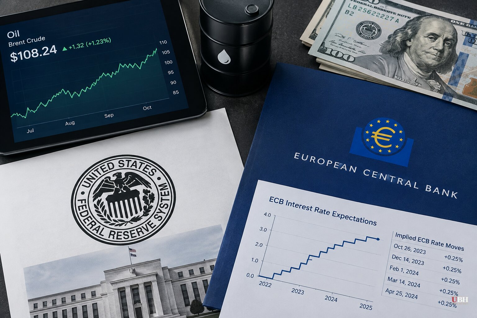 Fed Poised to Hike Rates This Week as Oil Tops $108 and Traders Price In Four More ECB Moves