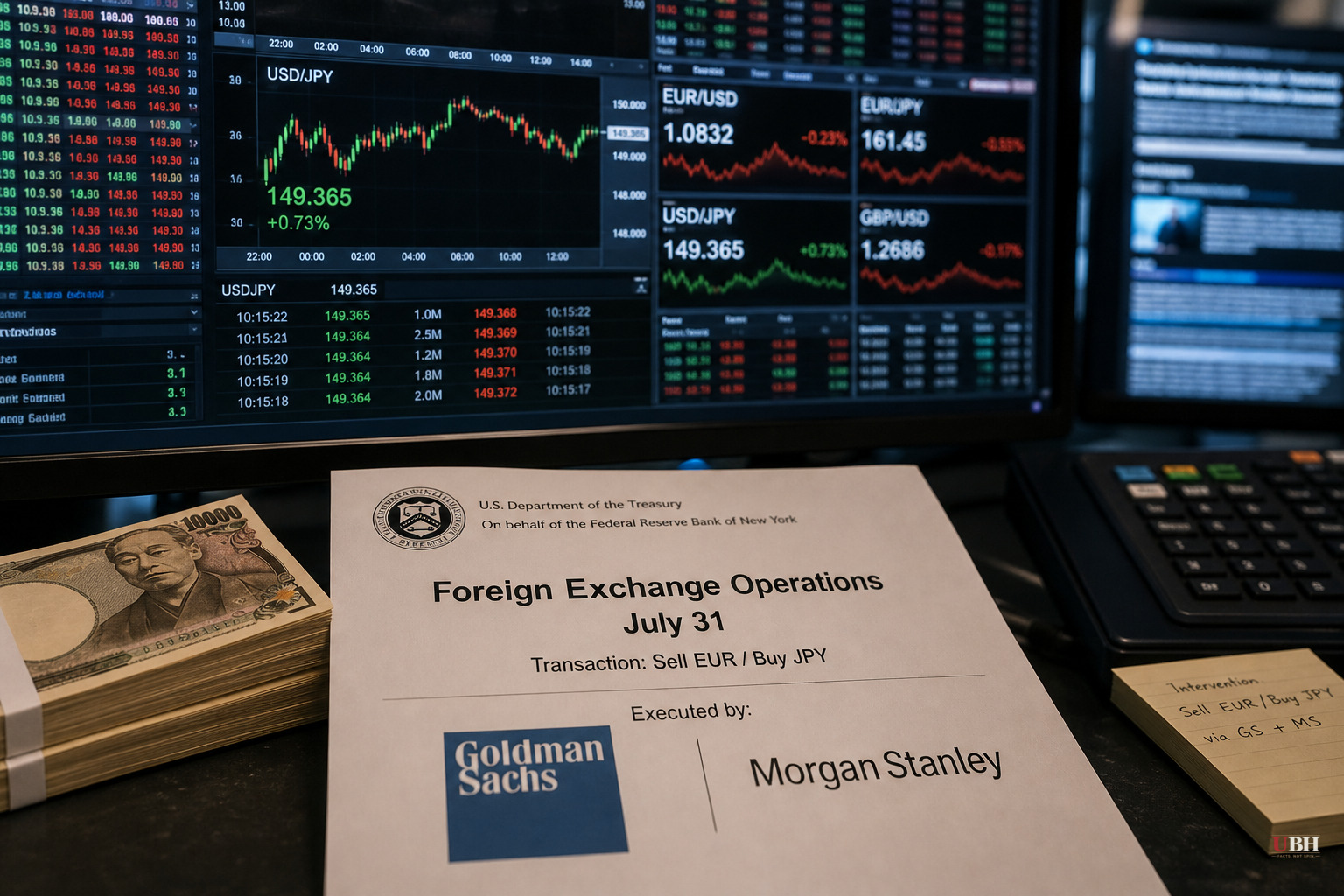 Financial Times Confirms US Treasury Bought Yen Friday, Using Goldman Sachs and Morgan Stanley as Conduits